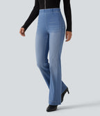 Mid Rise Bootcut Casual Jeans with Pockets — Vallarta Blue Denim — view 3