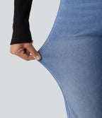 Mid Rise Bootcut Casual Jeans with Pockets — Vallarta Blue Denim — view 6