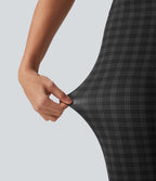 High Waisted Plaid Bootcut Work Trousers with Pockets — Charcoal Haze — view 7
