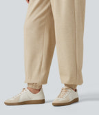 High Waisted Drawstring Casual Joggers with Pockets — Wood Ash — view 5