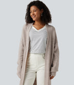 Open Front Dropped Long Sleeve Longline Casual Cardigan — Pure Cashmere — view 4