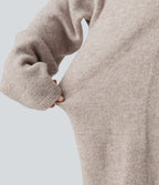 Open Front Dropped Long Sleeve Longline Casual Cardigan — Pure Cashmere — view 6