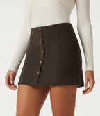 High Waisted 2-in-1 Corduroy Mini Casual Skirt — Demitasse — view 3