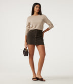 High Waisted 2-in-1 Corduroy Mini Casual Skirt — Demitasse — view 8