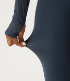 Mid Rise Drawstring Contrast Lace Flare Yoga Leggings with Pockets — Carbon — view 6