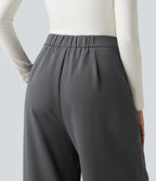 High Waisted Baggy Work Trousers with Pockets — Poppy Seed — view 5