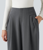 High Waisted Baggy Work Trousers with Pockets — Poppy Seed — view 4