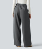 High Waisted Baggy Work Trousers with Pockets — Poppy Seed — view 3
