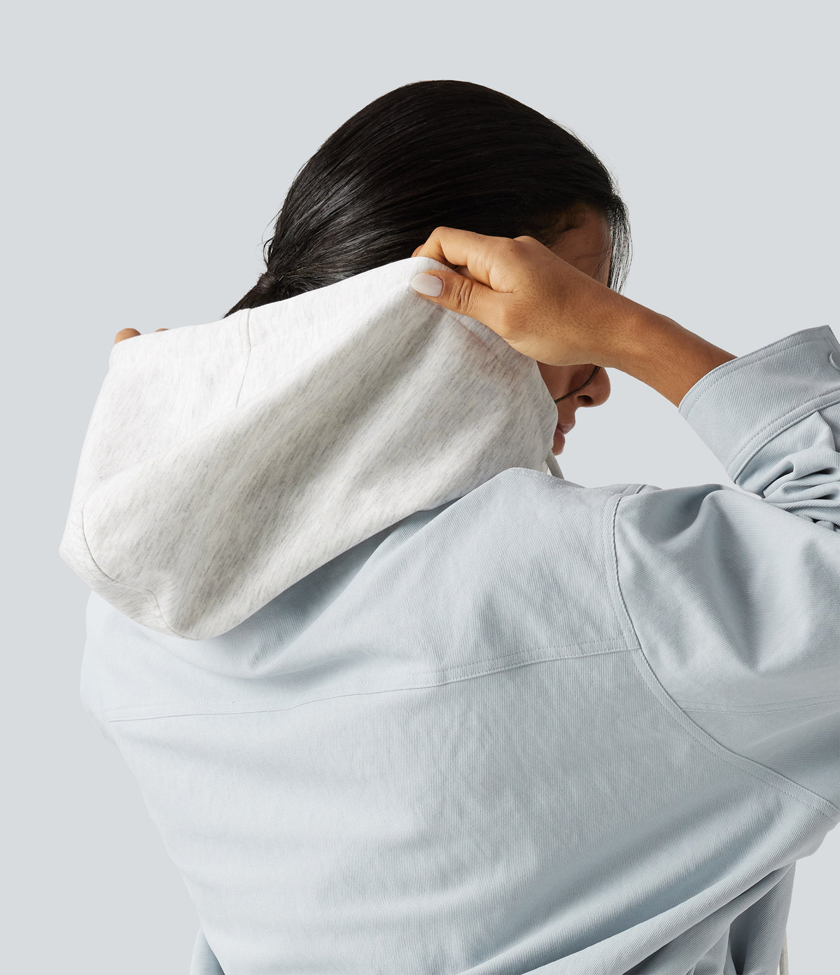 Hooded Long Sleeve Open Front Casual Jacket with Pockets — Skywriting — view 5