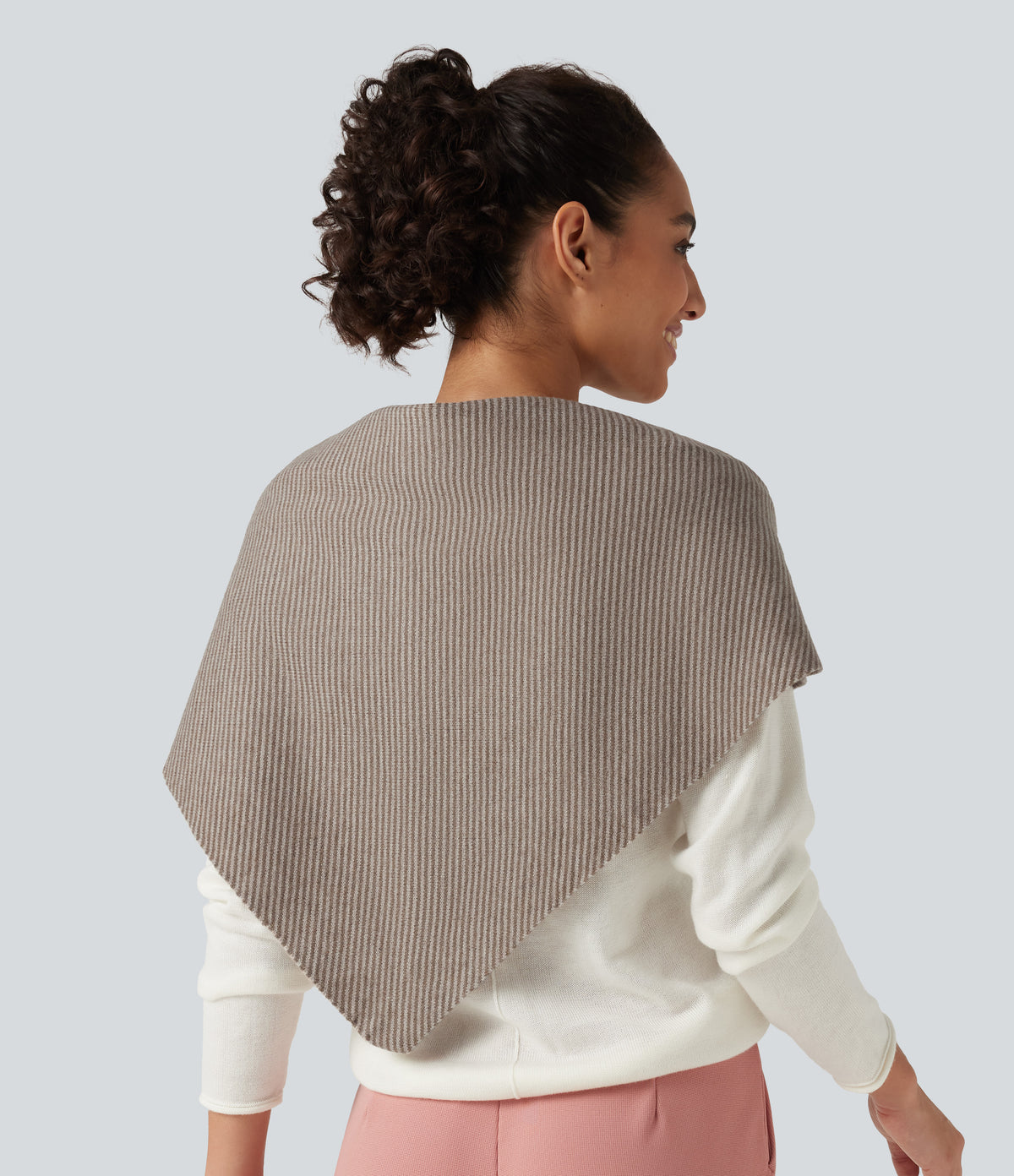 Stripe Sweater Knit Casual Scarf — Vintage Khaki — view 4