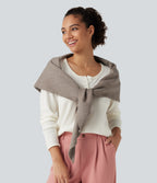 Stripe Sweater Knit Casual Scarf — Vintage Khaki — view 2