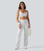 Mid Rise Stripe Bootcut Yoga Leggings with Pockets — Zebra Ripple — view 7