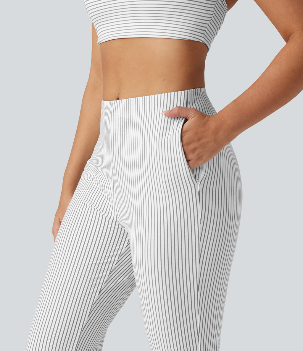 Mid Rise Stripe Bootcut Yoga Leggings with Pockets — Zebra Ripple — view 4