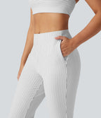 Mid Rise Stripe Bootcut Yoga Leggings with Pockets — Zebra Ripple — view 4