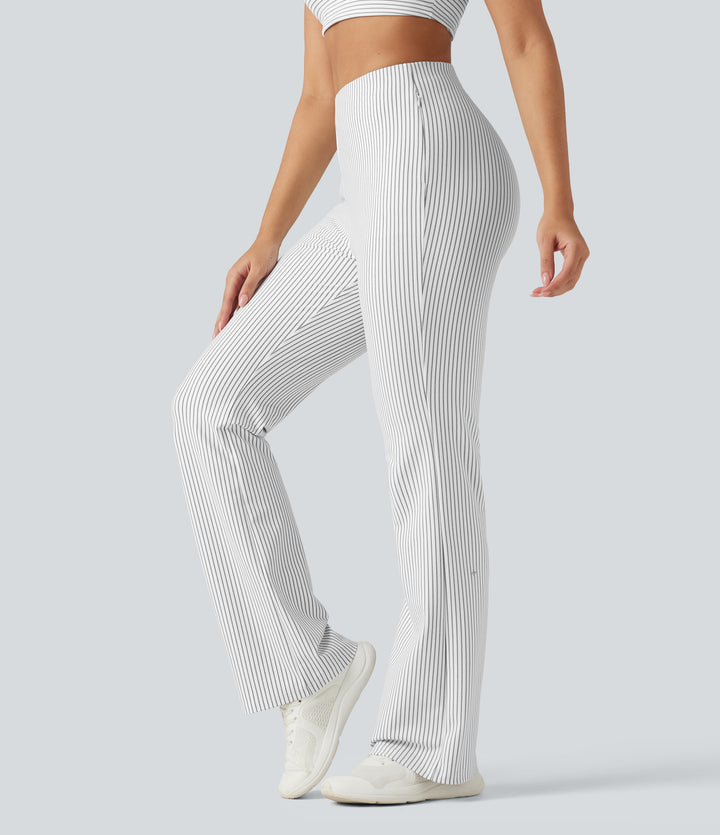 Mid Rise Stripe Bootcut Yoga Leggings with Pockets — Zebra Ripple — view 1