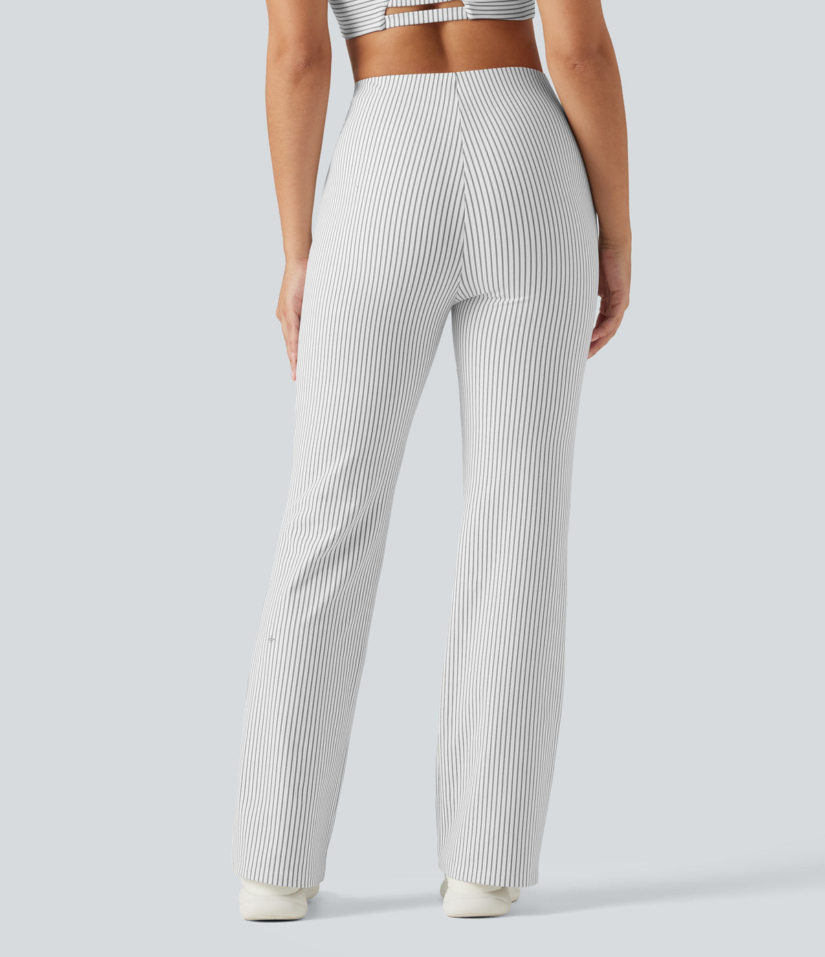 Mid Rise Stripe Bootcut Yoga Leggings with Pockets — Zebra Ripple — view 2