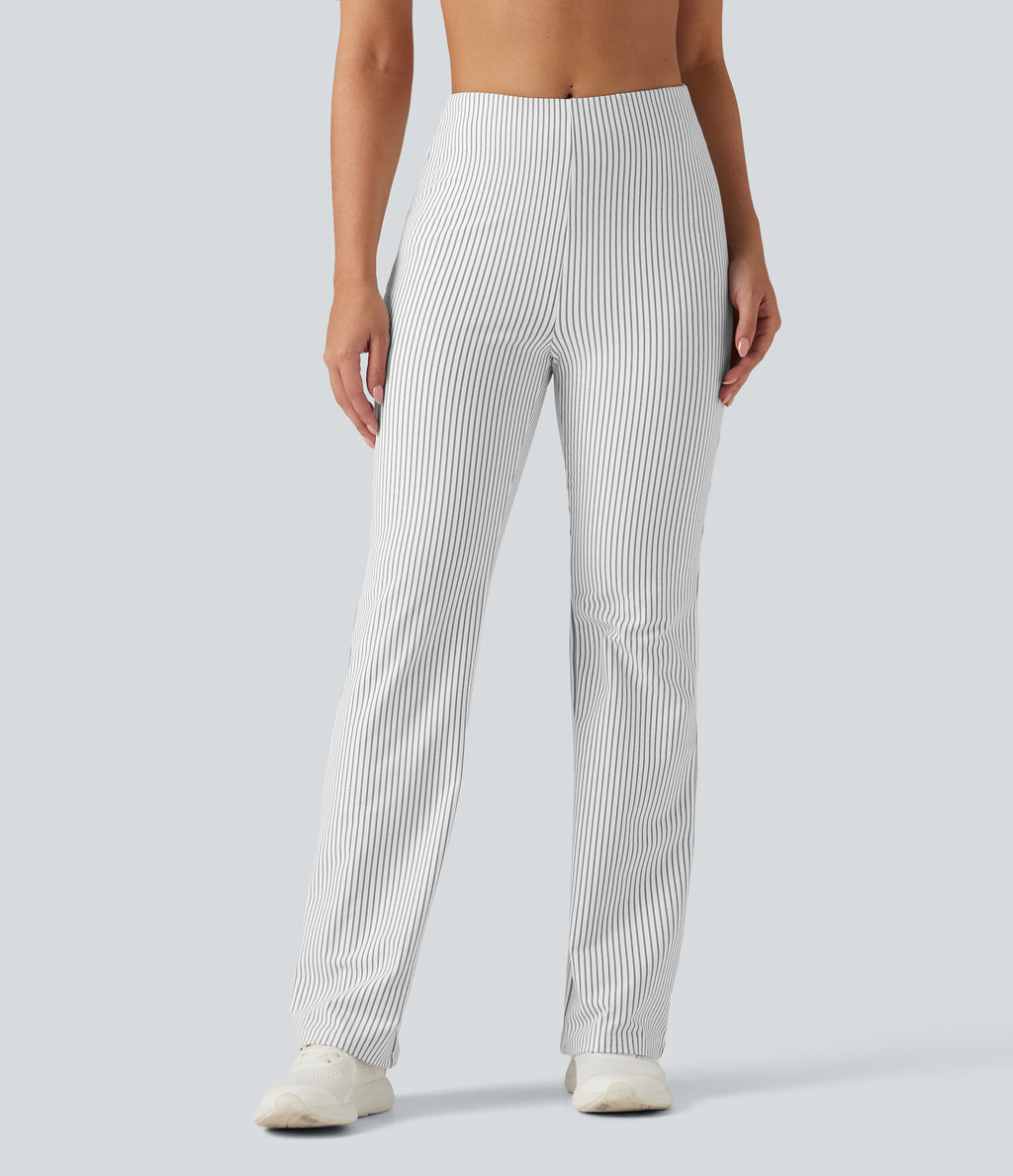 Mid Rise Stripe Bootcut Yoga Leggings with Pockets — Zebra Ripple — view 3