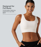 Medium Support Backless Adjustable Buckle Built-in Bra Training Sports Bra DD-F Cups — White — view 1