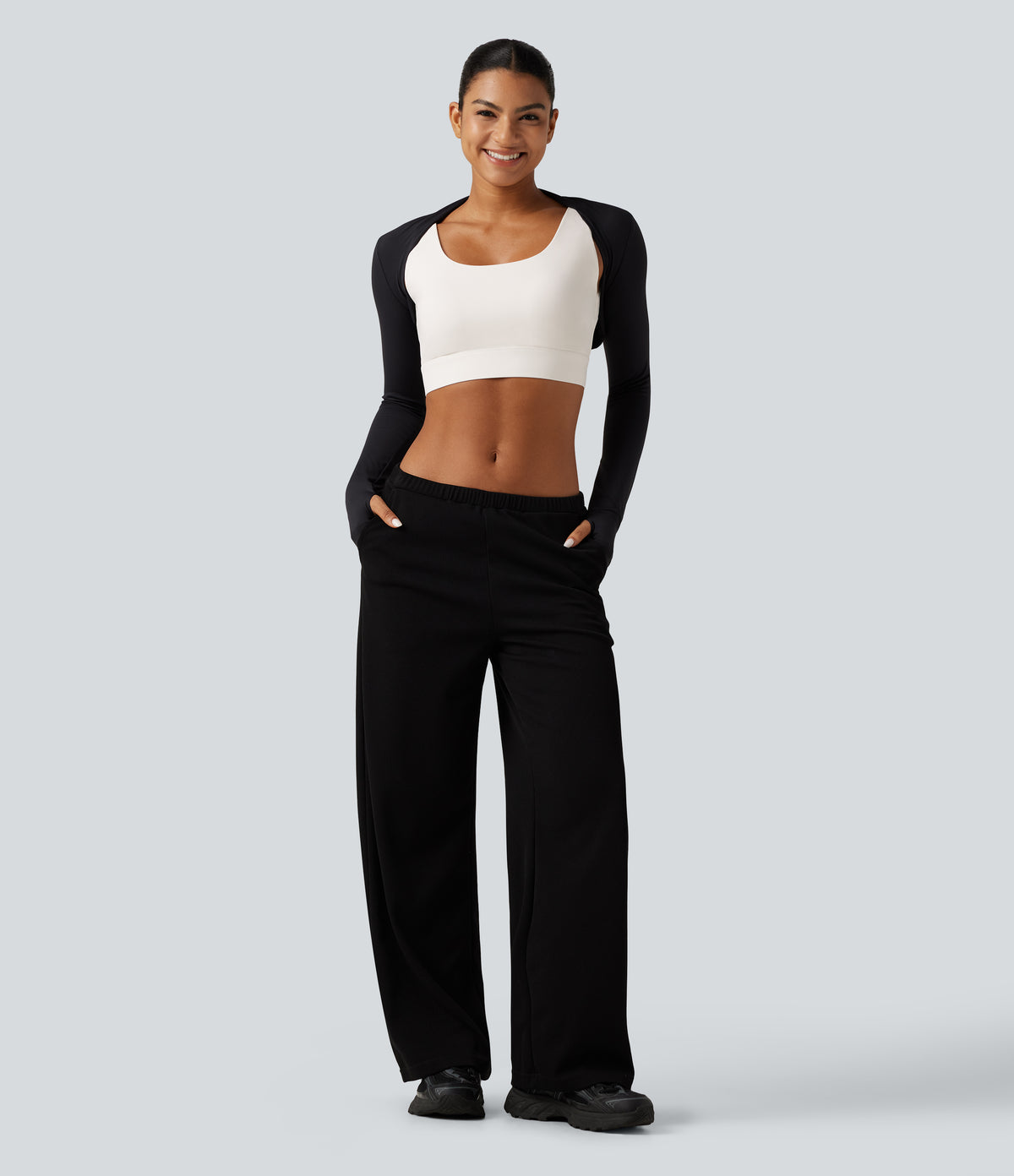 Medium Support Backless Adjustable Buckle Built-in Bra Training Sports Bra DD-F Cups — White — view 7