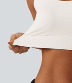 Medium Support Backless Adjustable Buckle Built-in Bra Training Sports Bra DD-F Cups — White — view 6