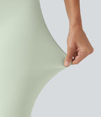 High Waisted Crossover Plain Bootcut Casual Leggings with Pockets-UPF50+ — Dusty Aqua — view 6