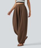 High Waisted Balloon Casual Trousers with Pockets — Partridge — view 3