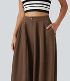 High Waisted Balloon Casual Trousers with Pockets — Partridge — view 6