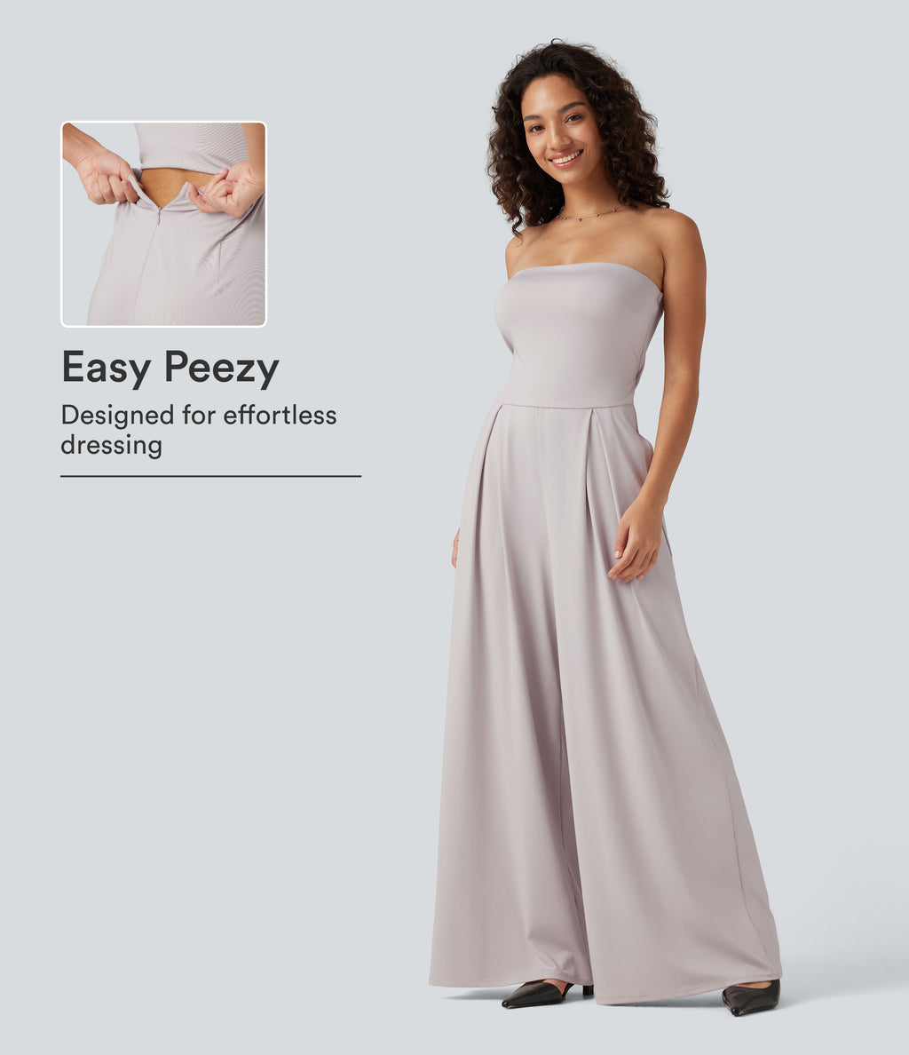 Tube Baggy Casual Jumpsuit with Pockets-Edition — Ashes of Roses — view 1