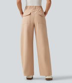 Mid Rise Barrel Leg Work Trousers with Pockets — Candied Ginger — view 2