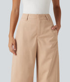 Mid Rise Barrel Leg Work Trousers with Pockets — Candied Ginger — view 4
