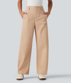 Mid Rise Barrel Leg Work Trousers with Pockets — Candied Ginger — view 1