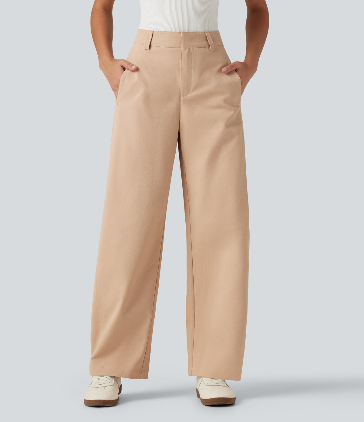 Mid Rise Barrel Leg Work Trousers with Pockets — Candied Ginger — view 1