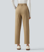 High Waisted Tapered Casual Cotton Trousers with Pockets — Starfish — view 2