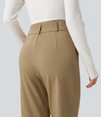 High Waisted Tapered Casual Cotton Trousers with Pockets — Starfish — view 6