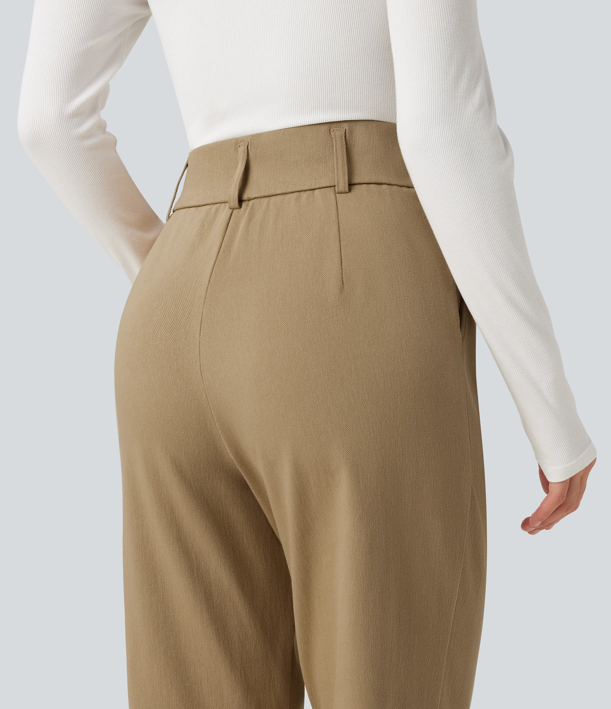 High Waisted Tapered Casual Cotton Trousers with Pockets — Starfish — view 6