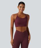 Airy Scoop Neck Built-in Bra InstantCool Cropped Yoga Tank Top — Zinfandel — view 4