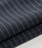 High Waisted Wide Leg Stripe Fleece Work Trousers with Pockets — Deep Blue Stripe — view 7