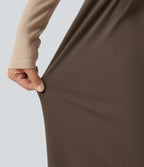 High Waisted Wide Leg Work Trousers with Pockets — Chocolate Martini — view 7