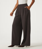 High Waisted Wide Leg Work Trousers with Pockets — Mole' — view 3