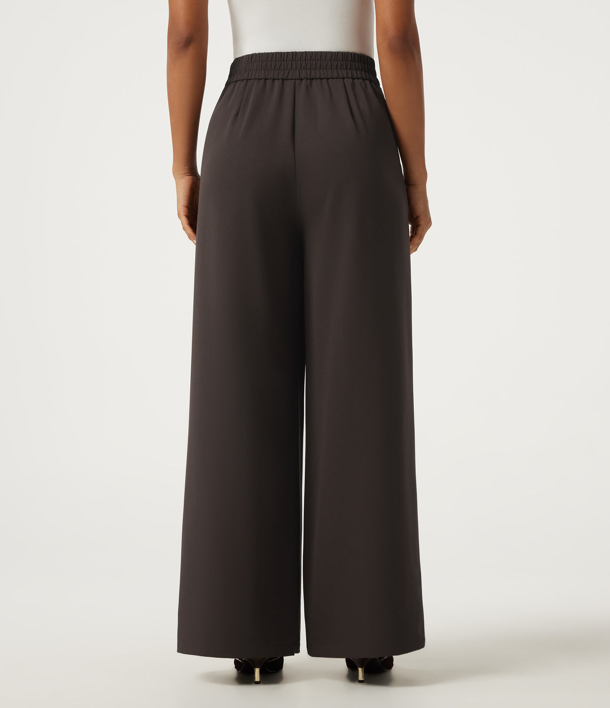 High Waisted Wide Leg Work Trousers with Pockets — Mole' — view 2