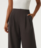 High Waisted Wide Leg Work Trousers with Pockets — Mole' — view 4
