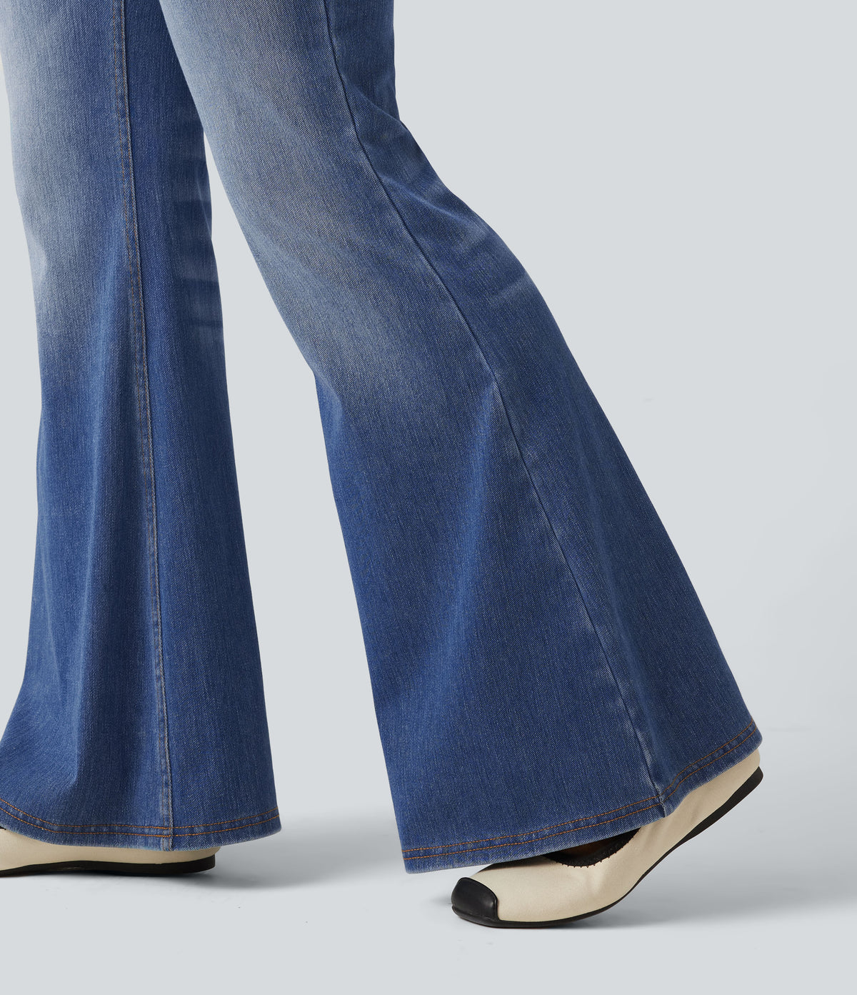 High Waisted Casual Flare Jeans with Pockets — Blue Jasper Denim — view 6