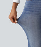 High Waisted Casual Flare Jeans with Pockets — Blue Jasper Denim — view 8