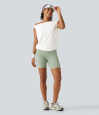 Off Shoulder InstantCool Workout Sports Top-UPF50+ — White — view 7