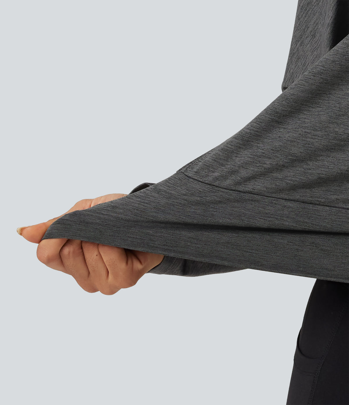 Deep V Neck Dropped Long Sleeve Quick Dry Yoga Sports Top — Dusky Charcoal — view 5