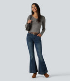 V Neck Long Sleeve Casual Jumper — Silent Storm — view 7