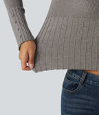 V Neck Long Sleeve Casual Jumper — Silent Storm — view 6