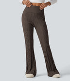 High Waisted Foldover Bootcut Lounging Sweater Trousers — Coffee Liqueúr — view 4