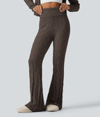 High Waisted Foldover Bootcut Lounging Sweater Trousers — Coffee Liqueúr — view 1
