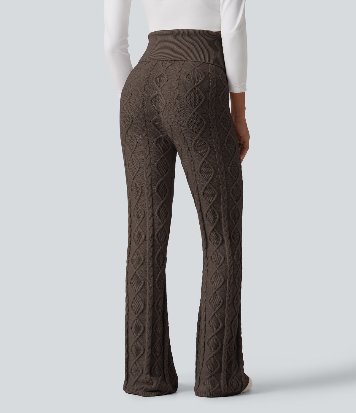 High Waisted Foldover Bootcut Lounging Sweater Trousers — Coffee Liqueúr — view 2